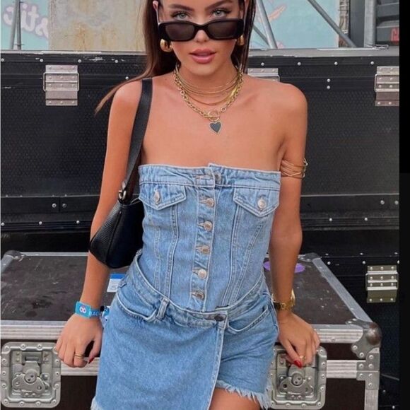 Denim crop top - Picture 1 of 11